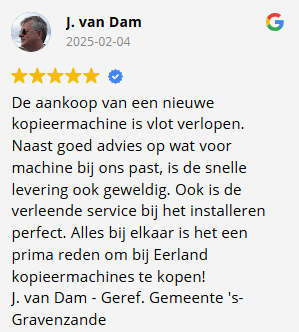 eerlandkopieermachines 5 ster review j van dam